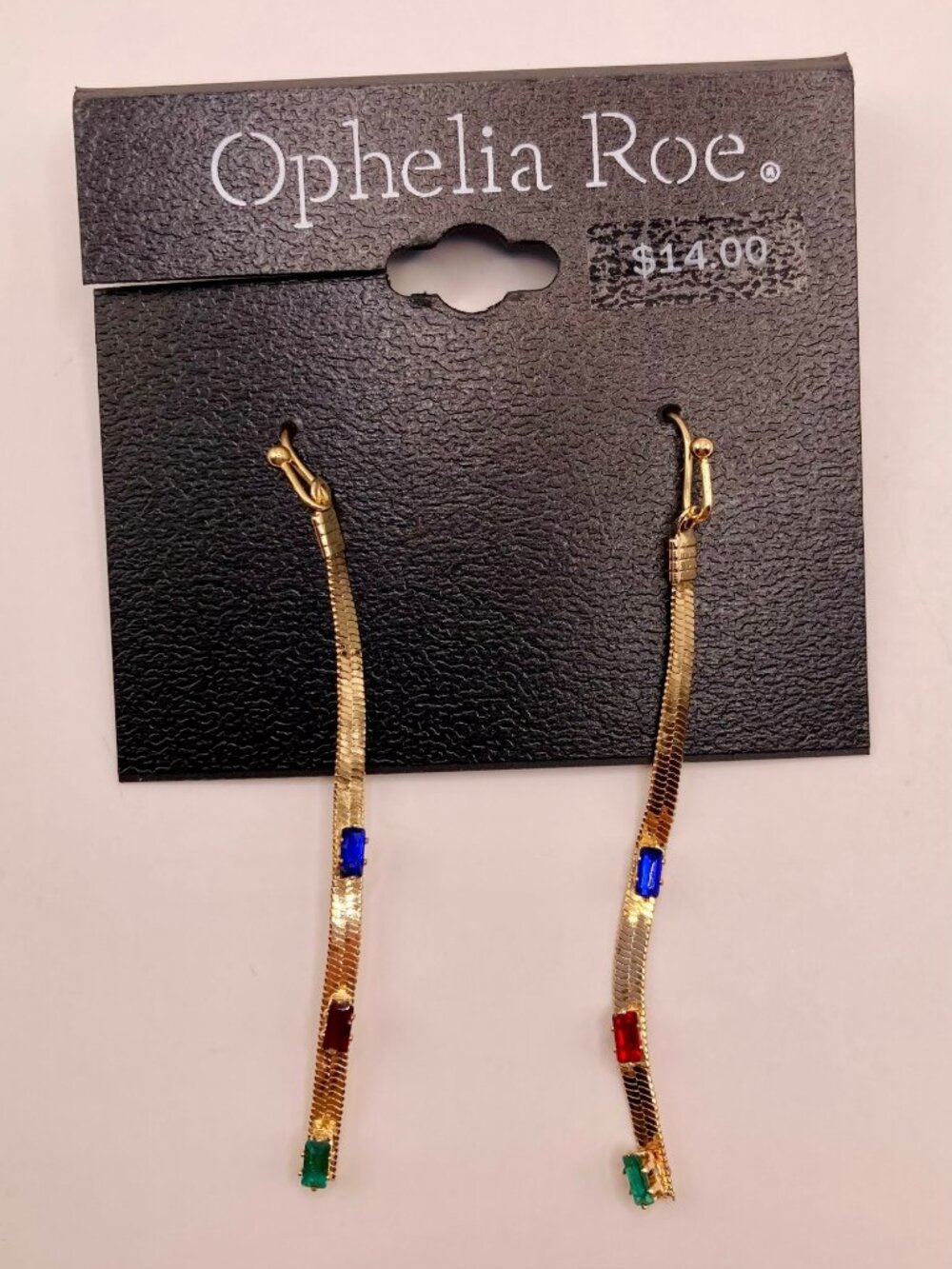 NWT Ophelia Roe Gold-Tone Multi-Color Gemstone Drop Earrings -73B